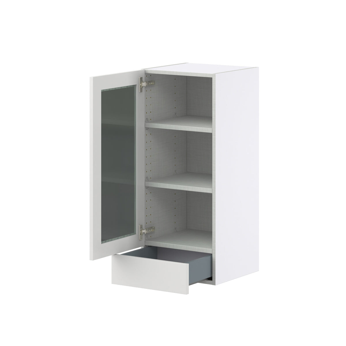 Hugo&Borg Riviera 15-in W x 35-in H x 14-in D Bright White 2-Drawers Wall Fully Assembled Cabinet (Glass Panel Shaker Style)