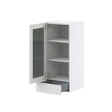 Hugo&Borg Riviera 15-in W x 35-in H x 14-in D Bright White 2-Drawers Wall Fully Assembled Cabinet (Glass Panel Shaker Style)