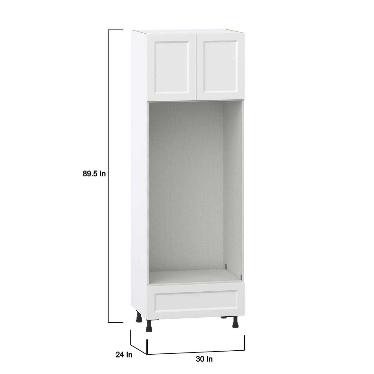 Hugo&Borg Riviera 30-in W x 89.5-in H x 24-in D Bright White 1-Drawer Microwave Base Fully Assembled Cabinet (Recessed Panel Shaker Style)