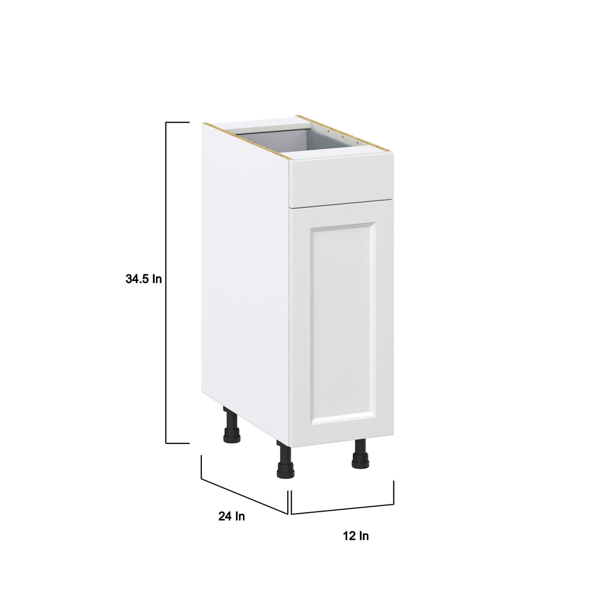 Hugo&Borg Riviera 12-in W x 34.5-in H x 24-in D Bright White 1-Drawer Base Fully Assembled Cabinet (Recessed Panel Shaker Style)