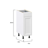 Hugo&Borg Riviera 12-in W x 34.5-in H x 24-in D Bright White 1-Drawer Base Fully Assembled Cabinet (Recessed Panel Shaker Style)