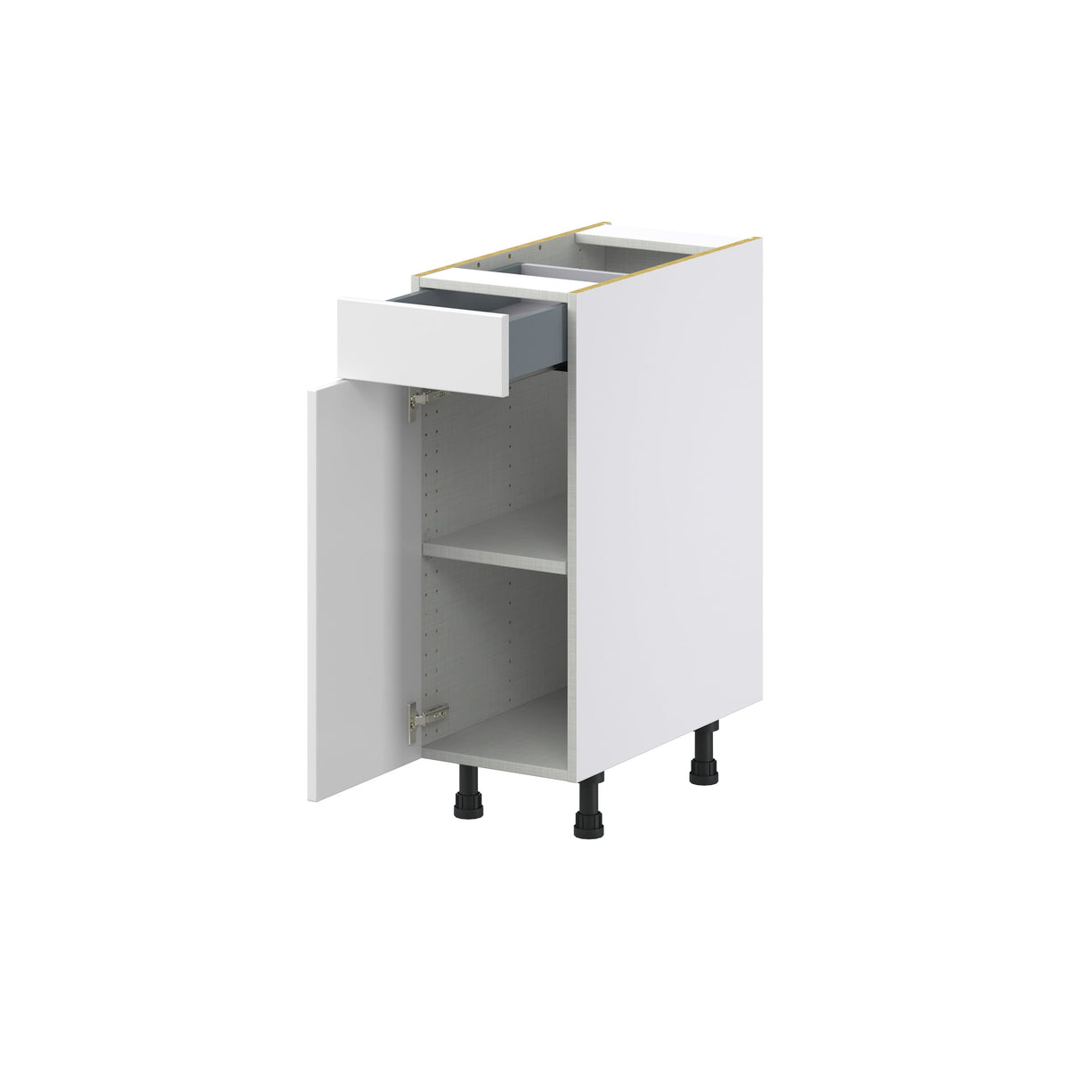 Hugo&Borg Riviera 12-in W x 34.5-in H x 24-in D Bright White 1-Drawer Base Fully Assembled Cabinet (Recessed Panel Shaker Style)