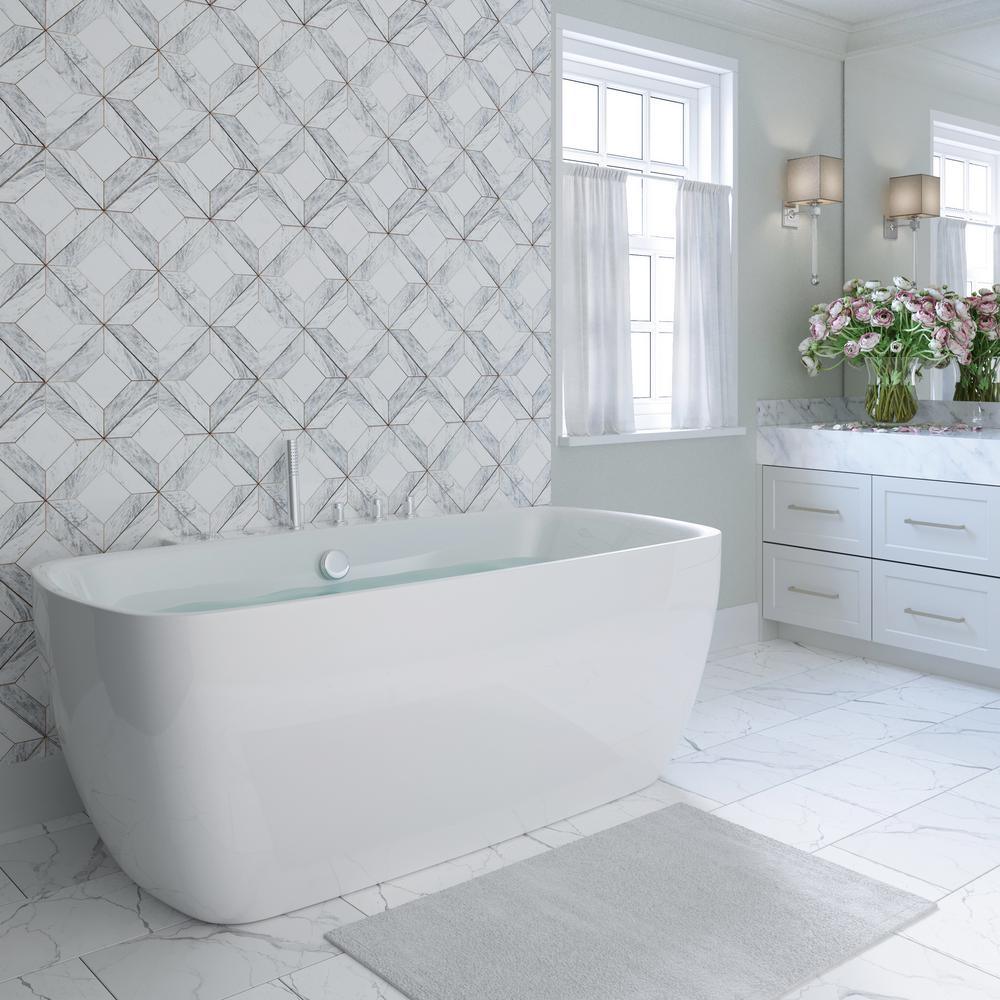 Bianca 68 in. Acrylic Flatbottom Whirlpool Bathtub in White - Super Arbor