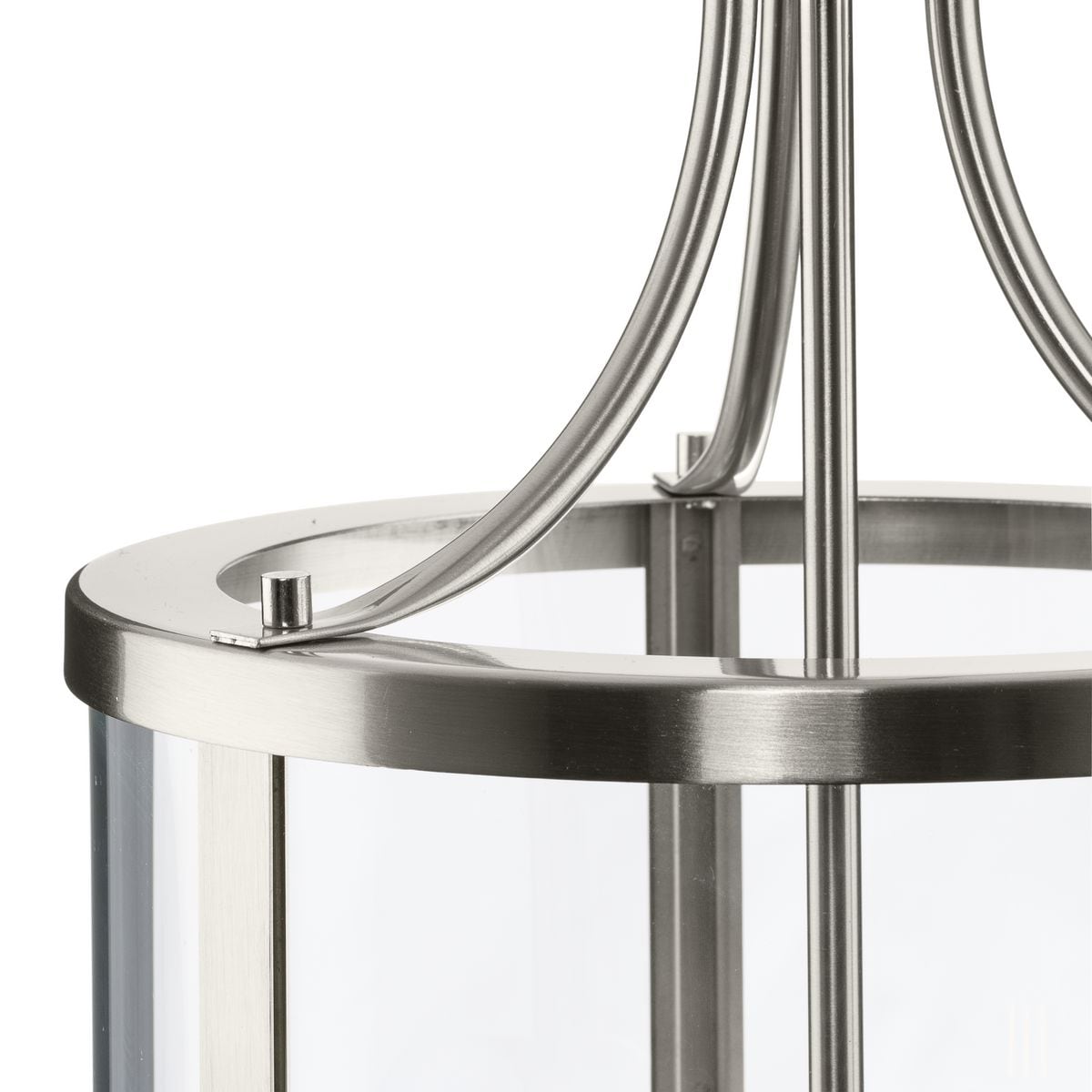 Progress Lighting Gilliam 3-Light Brushed Nickel Farmhouse Clear Glass Cylinder Medium Hanging Pendant Light