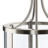 Progress Lighting Gilliam 3-Light Brushed Nickel Farmhouse Clear Glass Cylinder Medium Hanging Pendant Light