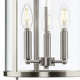 Progress Lighting Gilliam 3-Light Brushed Nickel Farmhouse Clear Glass Cylinder Medium Hanging Pendant Light