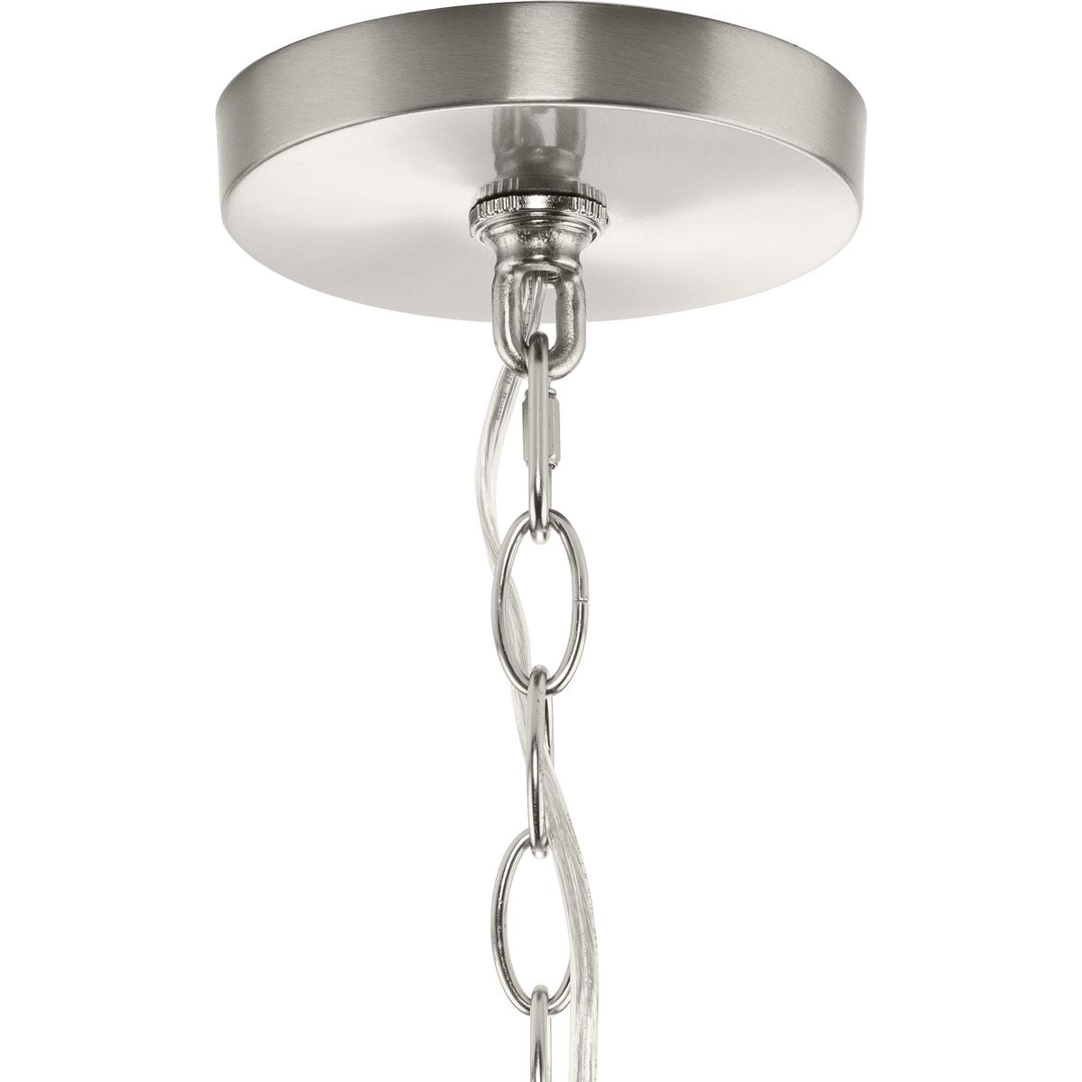 Progress Lighting Gilliam 3-Light Brushed Nickel Farmhouse Clear Glass Cylinder Medium Hanging Pendant Light