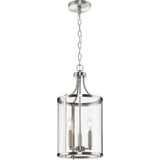 Progress Lighting Gilliam 3-Light Brushed Nickel Farmhouse Clear Glass Cylinder Medium Hanging Pendant Light