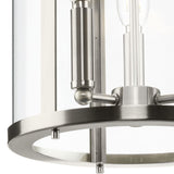 Progress Lighting Gilliam 3-Light Brushed Nickel Farmhouse Clear Glass Cylinder Medium Hanging Pendant Light
