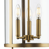 Progress Lighting Gilliam 3-Light Vintage Brass Farmhouse Clear Glass Cylinder Medium Hanging Pendant Light