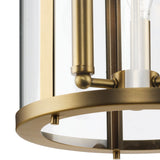 Progress Lighting Gilliam 3-Light Vintage Brass Farmhouse Clear Glass Cylinder Medium Hanging Pendant Light
