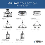 Progress Lighting Gilliam 3-Light Brushed Nickel Farmhouse Clear Glass Cylinder Medium Hanging Pendant Light