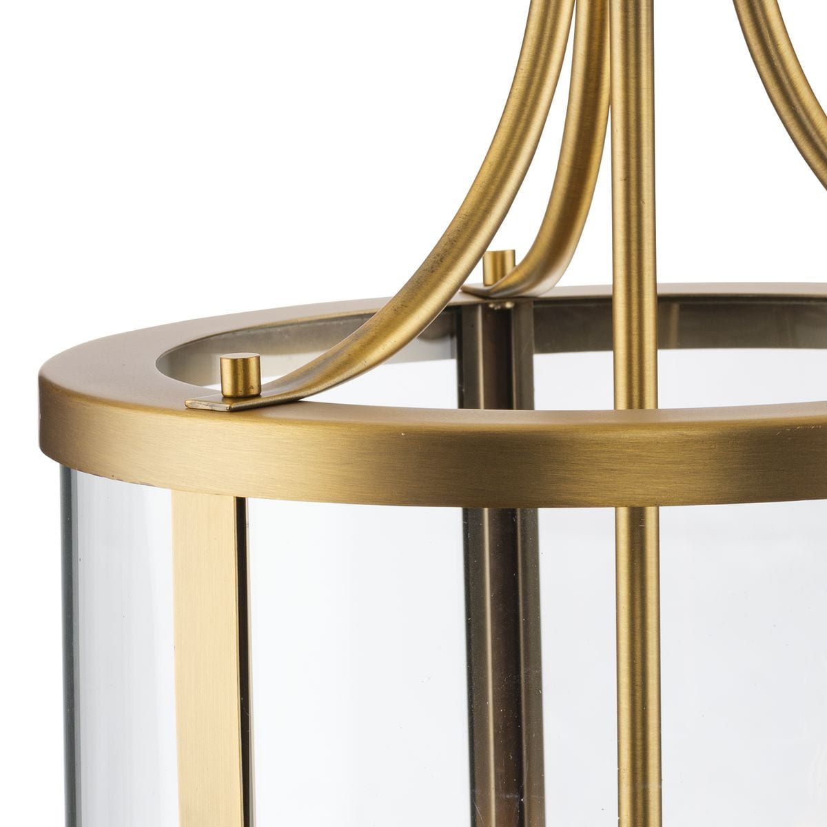 Progress Lighting Gilliam 3-Light Vintage Brass Farmhouse Clear Glass Cylinder Medium Hanging Pendant Light
