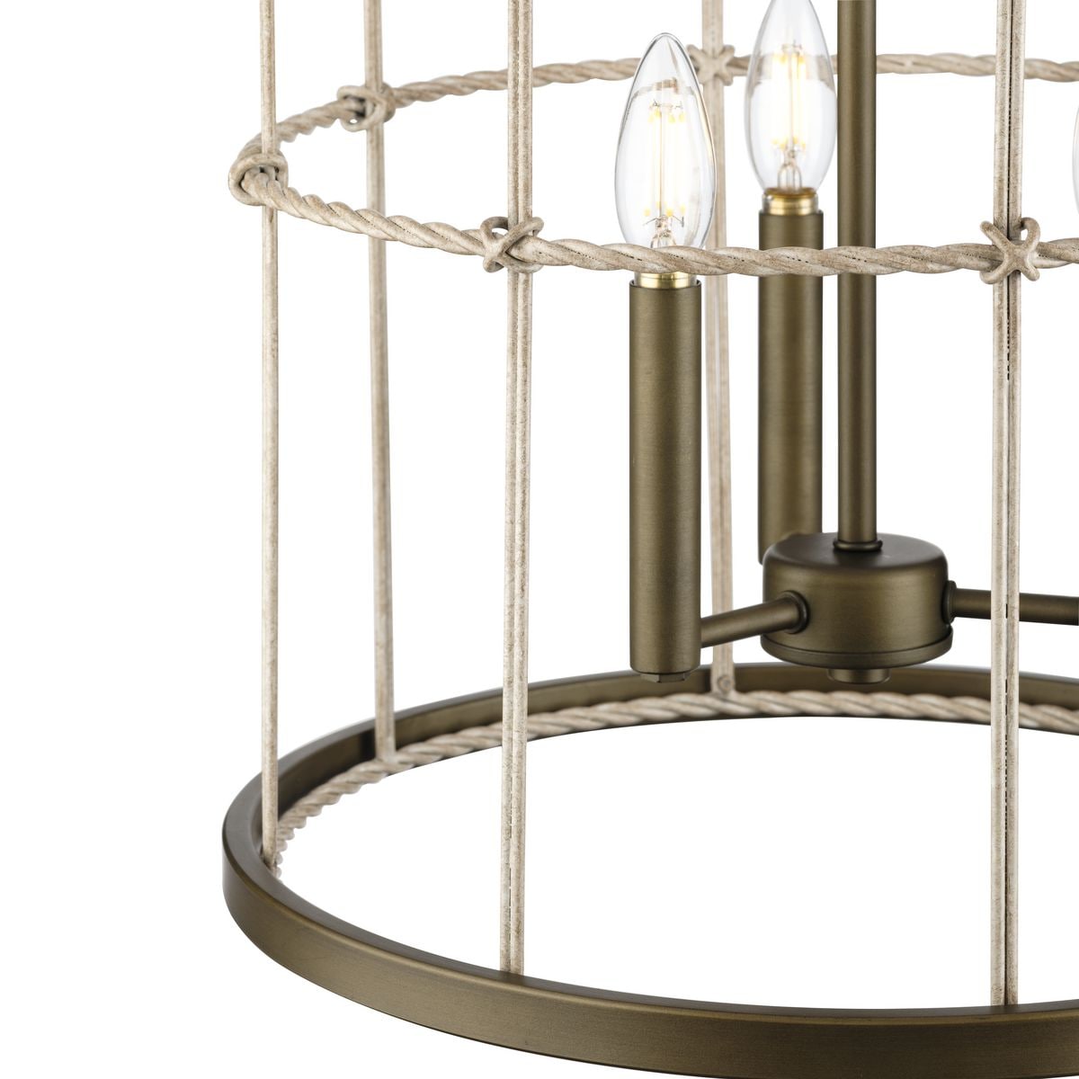 Progress Lighting Lattimore 3-Light Aged Brass Coastal Cylinder Medium Hanging Pendant Light