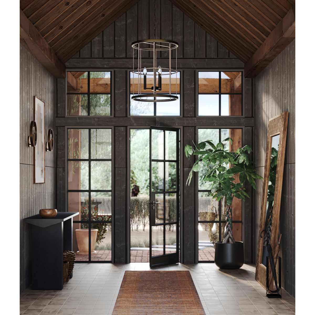 Progress Lighting Lattimore 3-Light Aged Brass Coastal Cylinder Medium Hanging Pendant Light