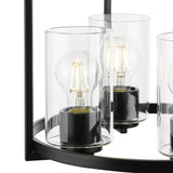 Progress Lighting Goodwin 4-Light Matte Black Farmhouse Clear Glass Cylinder Medium Hanging Pendant Light