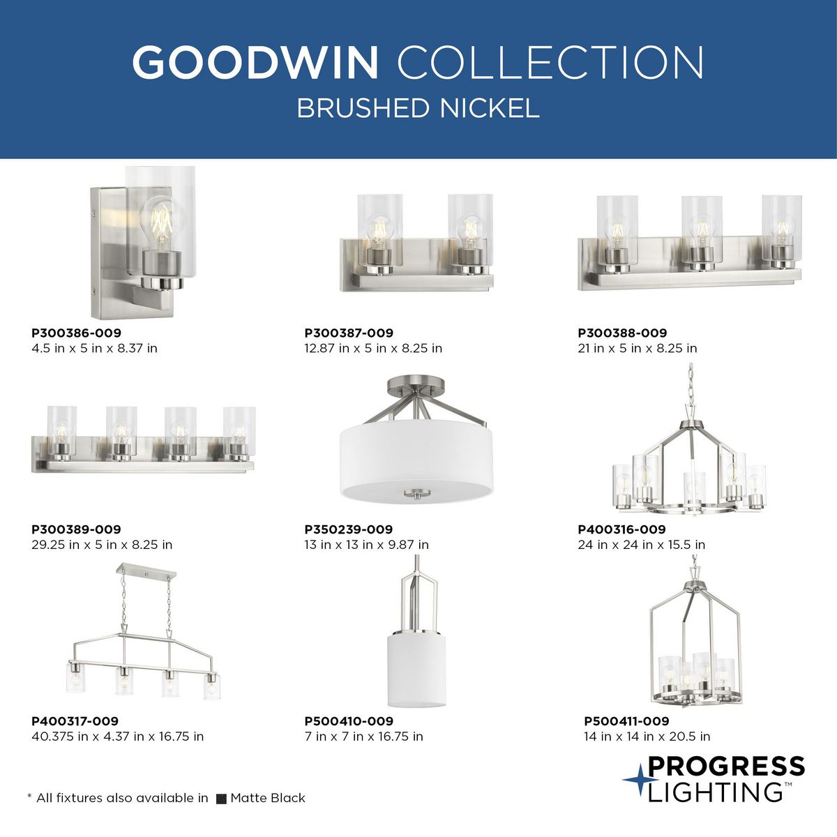 Progress Lighting Goodwin 4-Light Brushed Nickel Farmhouse Clear Glass Linear Large Hanging Kitchen Island Light