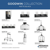 Progress Lighting Goodwin 4-Light Matte Black Farmhouse Clear Glass Linear Large Hanging Kitchen Island Light