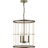 Progress Lighting Lattimore 3-Light Aged Brass Coastal Cylinder Medium Hanging Pendant Light