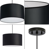 Progress Lighting Markor 3-Light Black Parchment Transitional Drum Medium Hanging Pendant Light