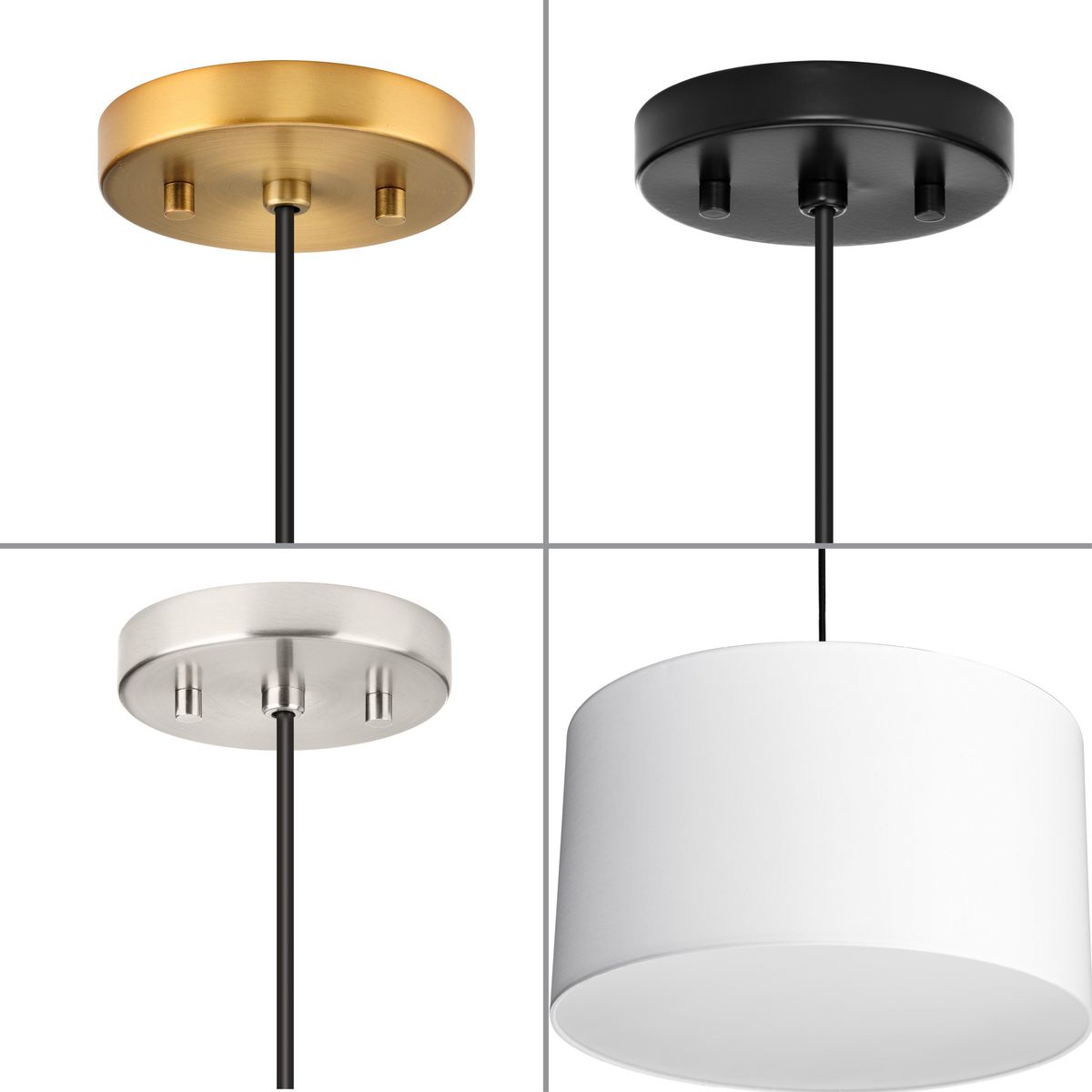 Progress Lighting Markor 3-Light White Linen Transitional Drum Medium Hanging Pendant Light