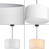 Progress Lighting Markor 3-Light White Linen Transitional Drum Medium Hanging Pendant Light