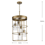 Progress Lighting Burgess 5-Light Aged Bronze Rustic Seeded Glass Cylinder Medium Hanging Pendant Light