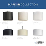 Progress Lighting Markor 3-Light Black Parchment Transitional Drum Medium Hanging Pendant Light