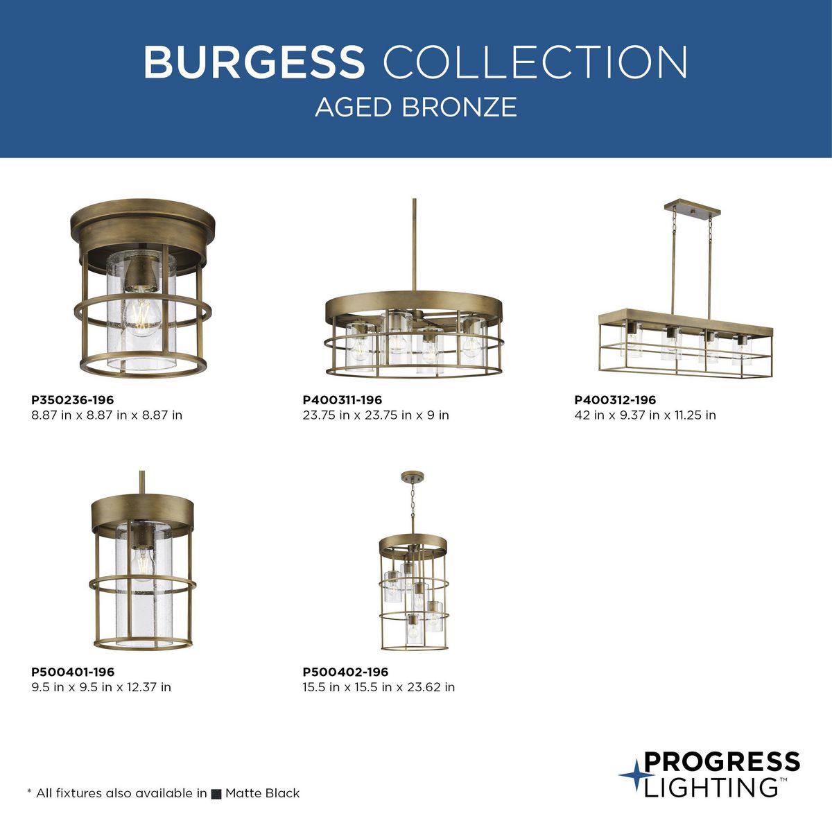 Progress Lighting Burgess 4-Light Matte Black Craftsman Chandelier
