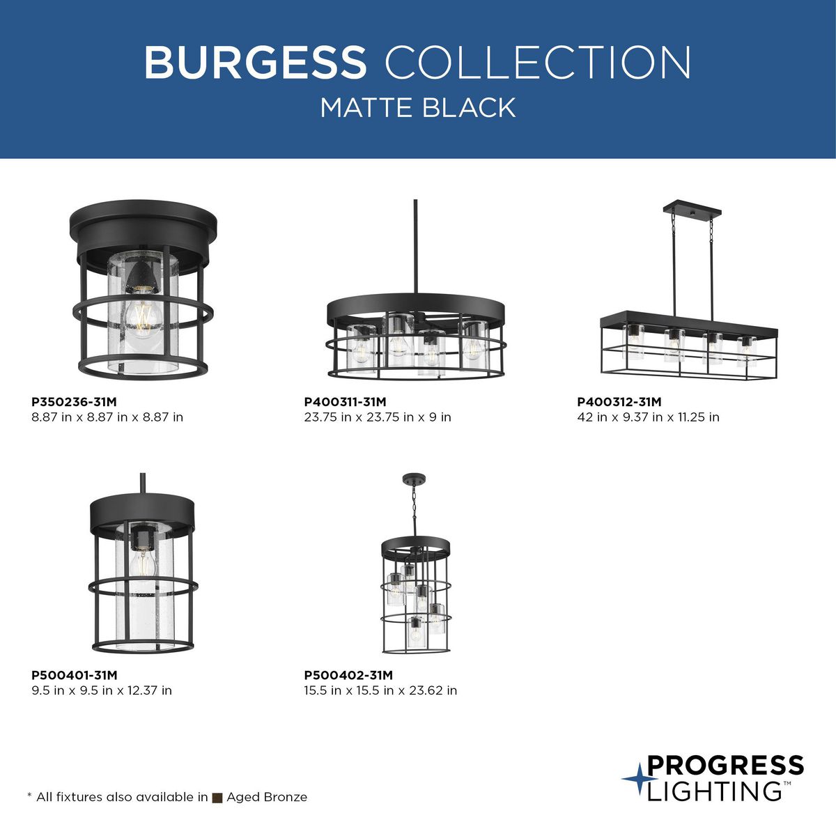Progress Lighting Burgess 4-Light Bronze Craftsman Chandelier