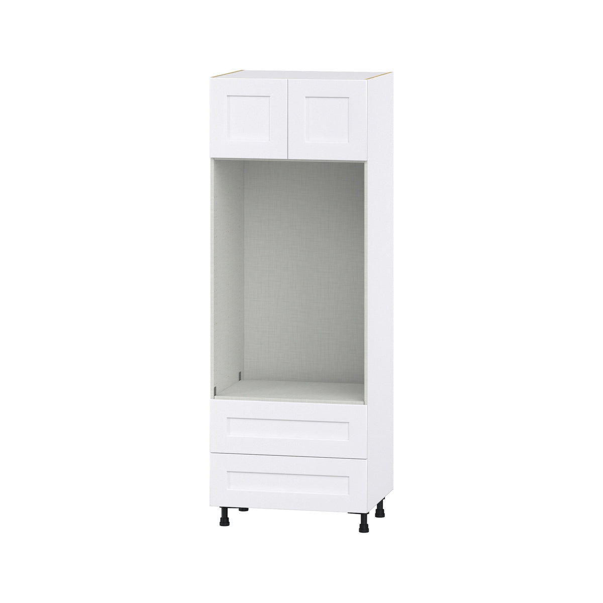 Hugo&Borg Jolie 30-in W x 84.5-in H x 24-in D Warm White 2-Drawers Microwave Base Fully Assembled Cabinet (Flat Panel Shaker Style)