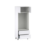 Hugo&Borg Jolie 30-in W x 84.5-in H x 24-in D Warm White 2-Drawers Microwave Base Fully Assembled Cabinet (Flat Panel Shaker Style)