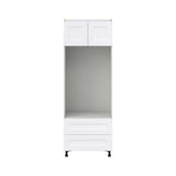 Hugo&Borg Jolie 30-in W x 84.5-in H x 24-in D Warm White 2-Drawers Microwave Base Fully Assembled Cabinet (Flat Panel Shaker Style)