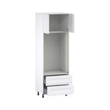 Hugo&Borg Jolie 30-in W x 89.5-in H x 24-in D Warm White 2-Drawers Microwave Base Fully Assembled Cabinet (Flat Panel Shaker Style)