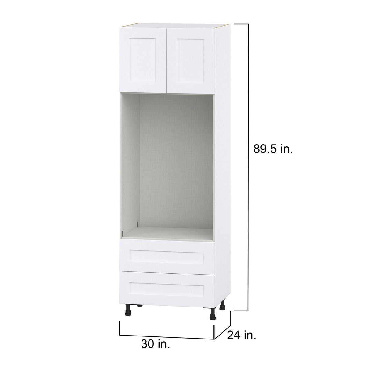Hugo&Borg Jolie 30-in W x 89.5-in H x 24-in D Warm White 2-Drawers Microwave Base Fully Assembled Cabinet (Flat Panel Shaker Style)