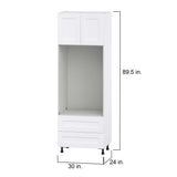 Hugo&Borg Jolie 30-in W x 89.5-in H x 24-in D Warm White 2-Drawers Microwave Base Fully Assembled Cabinet (Flat Panel Shaker Style)