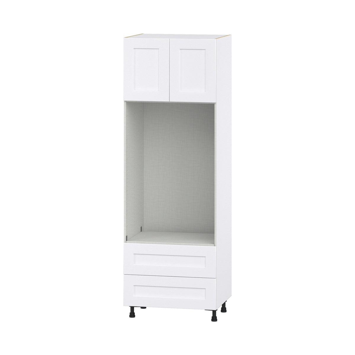 Hugo&Borg Jolie 30-in W x 89.5-in H x 24-in D Warm White 2-Drawers Microwave Base Fully Assembled Cabinet (Flat Panel Shaker Style)