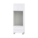 Hugo&Borg Jolie 30-in W x 89.5-in H x 24-in D Warm White 2-Drawers Microwave Base Fully Assembled Cabinet (Flat Panel Shaker Style)
