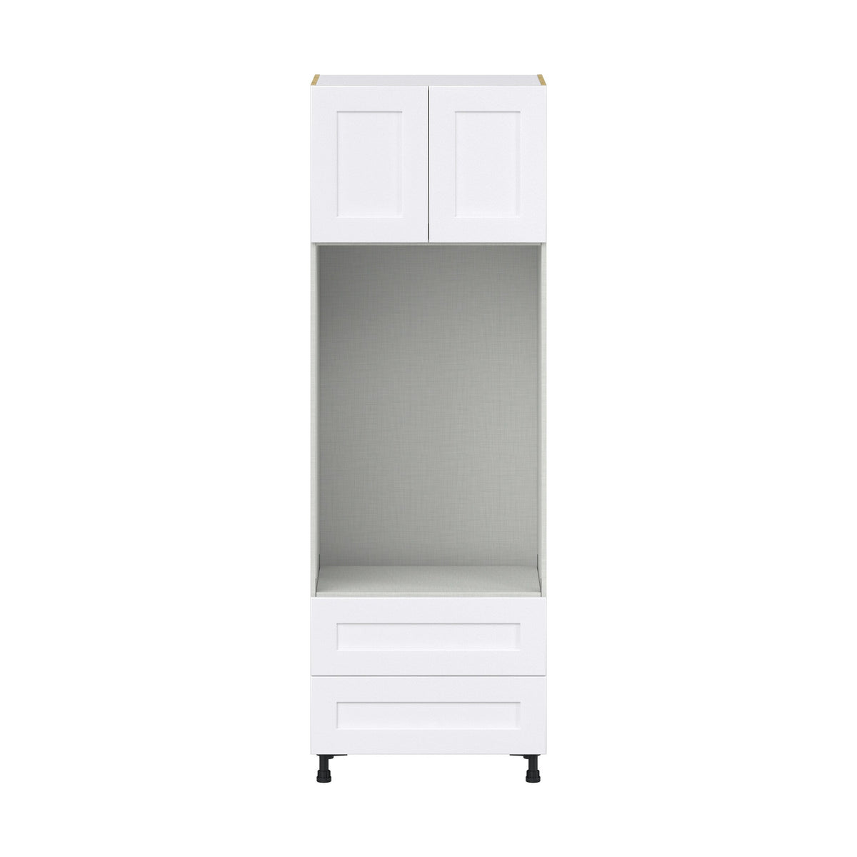 Hugo&Borg Jolie 30-in W x 89.5-in H x 24-in D Warm White 2-Drawers Microwave Base Fully Assembled Cabinet (Flat Panel Shaker Style)