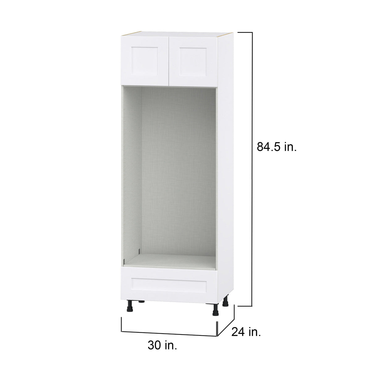 Hugo&Borg Jolie 30-in W x 84.5-in H x 24-in D Warm White 1-Drawer Double Oven Base Fully Assembled Cabinet (Flat Panel Shaker Style)