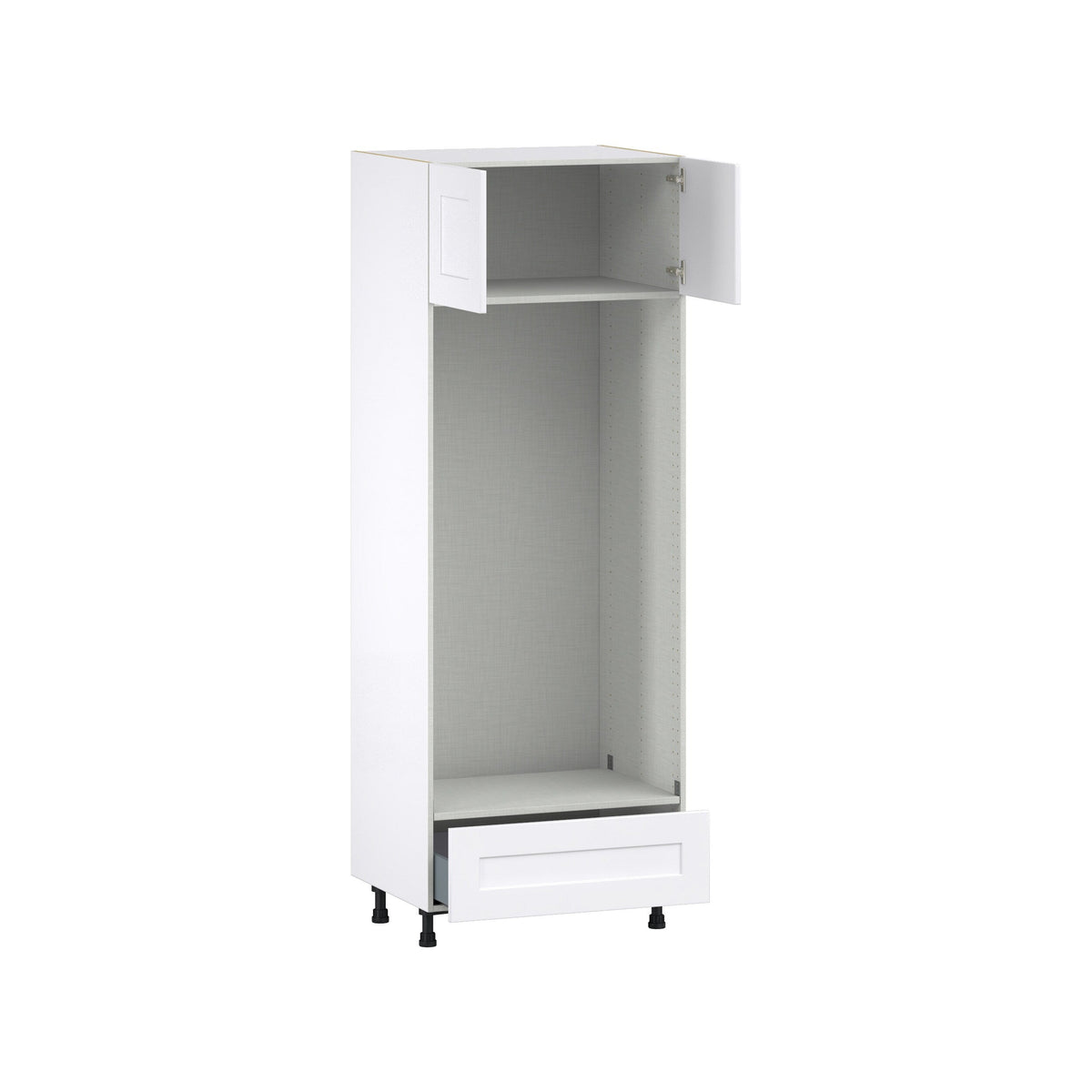Hugo&Borg Jolie 30-in W x 84.5-in H x 24-in D Warm White 1-Drawer Double Oven Base Fully Assembled Cabinet (Flat Panel Shaker Style)