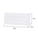 Hugo&Borg Jolie 36-in W x 15-in H x 14-in D Warm White Wall Fully Assembled Cabinet (Flat Panel Shaker Door Style)