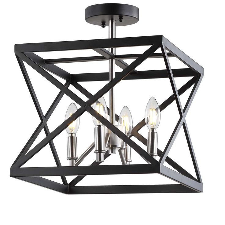Safavieh Matias 13-in Black/Nickel Modern/Contemporary LED Semi-flush Mount Light