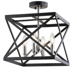 Safavieh Matias 13-in Black/Nickel Modern/Contemporary LED Semi-flush Mount Light