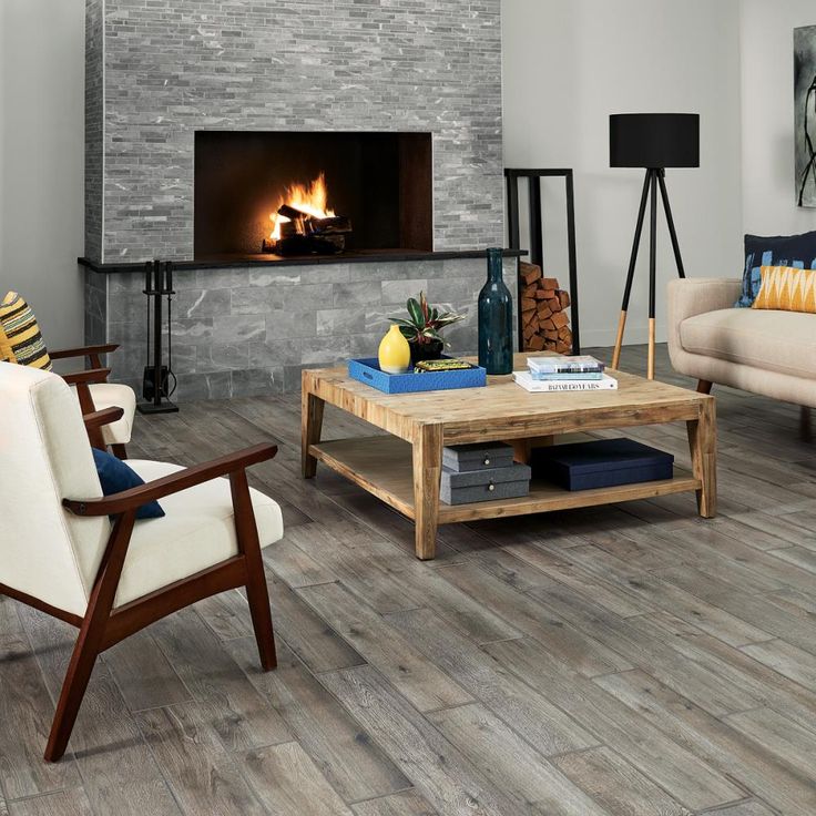 Mohawk ForeverStyle Smoke Wood 6-in x 36-in Matte Porcelain Wood Look Floor Tile
