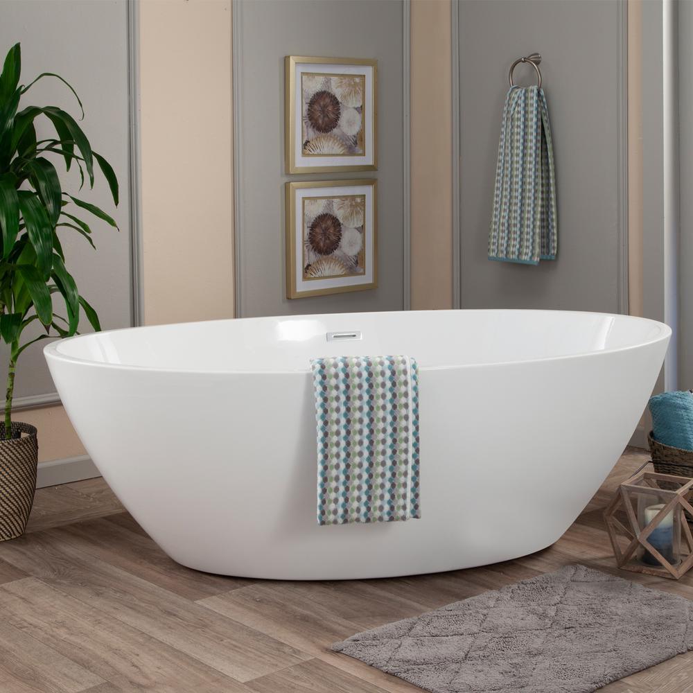 Jolie 55 in. Acrylic Flatbottom Non-Whirlpool Soaking Bathtub in White - Super Arbor