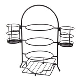 3-Tier Black Buffet Caddy Serving Rack With 2-Detachable Napkin Flatware Holders