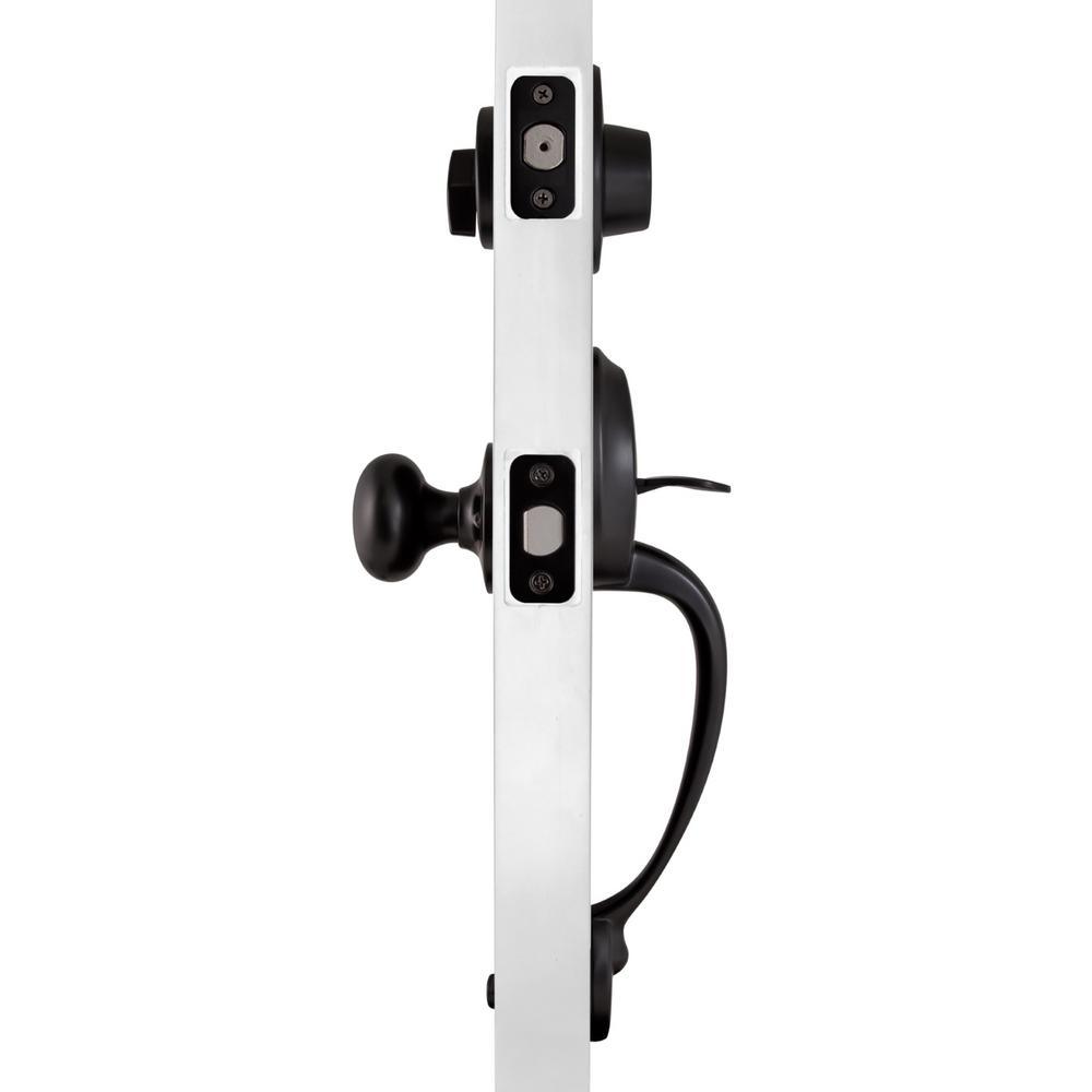 Coventry Matte Black Door Handleset with Cambridge Knob Interior and Single Cylinder Deadbolt - Super Arbor