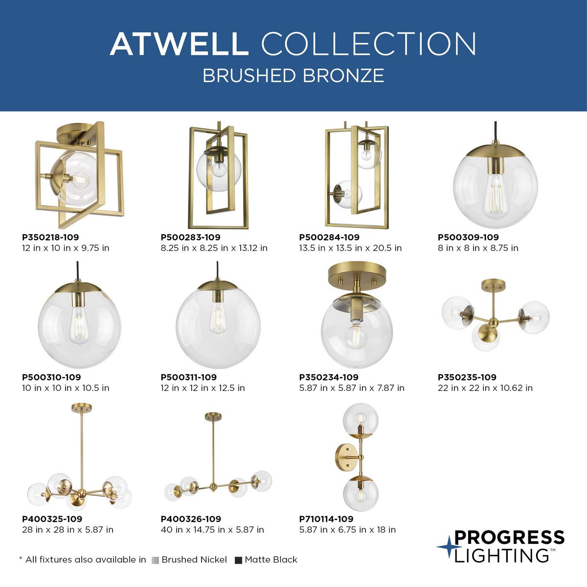 Progress Lighting Atwell 5-Light Matte Black Mid-century Chandelier