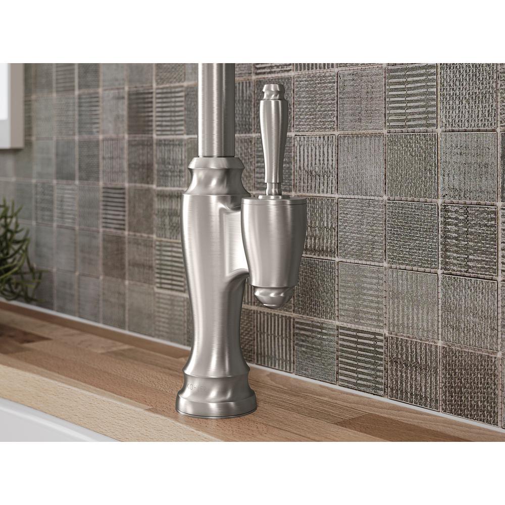 Arsdale Single-Handle Pull-Down Sprayer Kitchen Faucet with Soap/Lotion Dispenser in Vibrant Stainless - Super Arbor